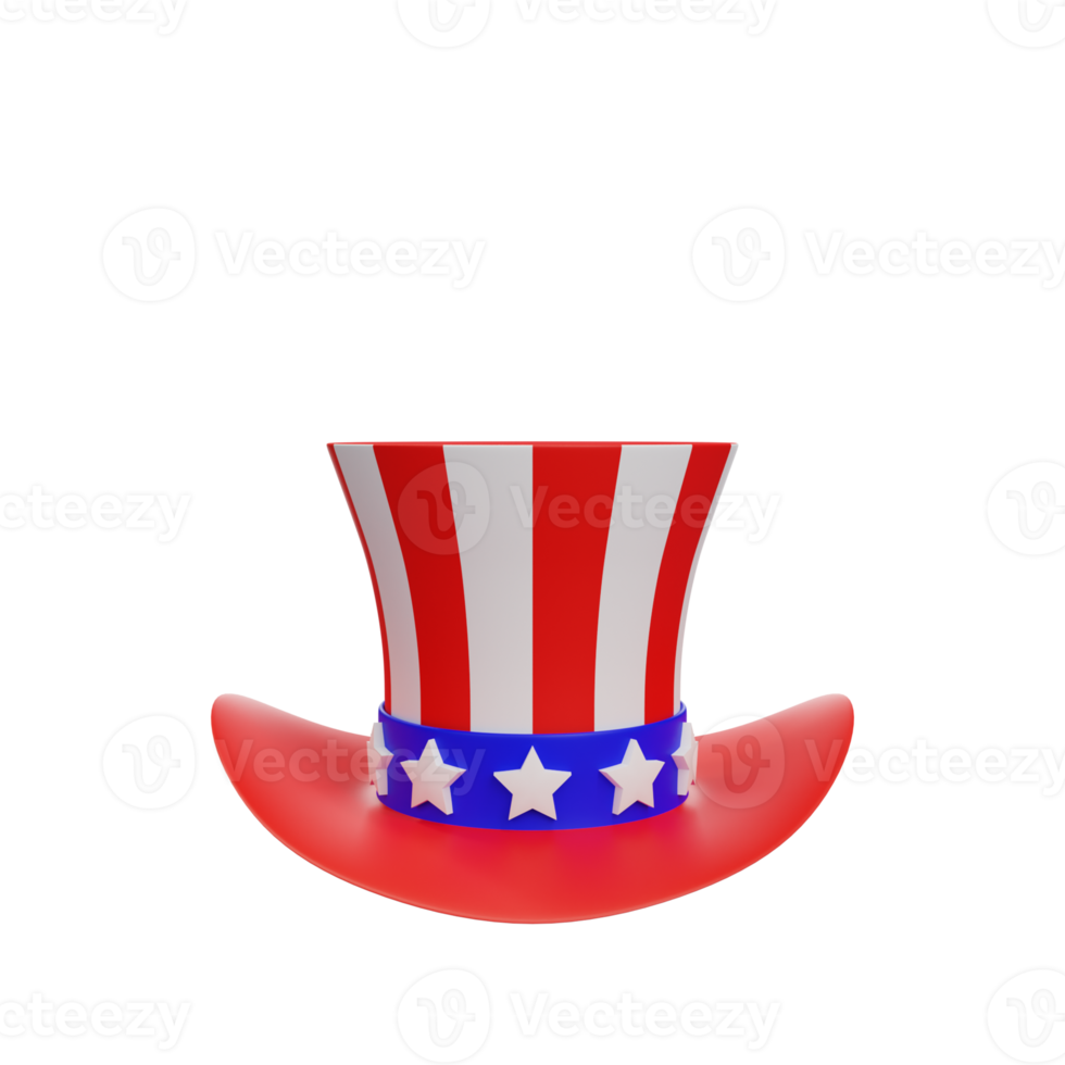 3d rendering of uncle sam hat illustration png