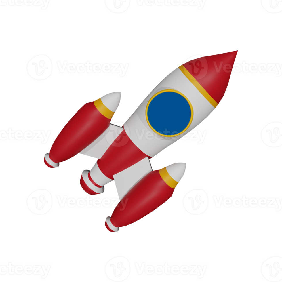 3D Rocket Illustration. 3d business start up concept, product startup sign for web site, apps, social media design png