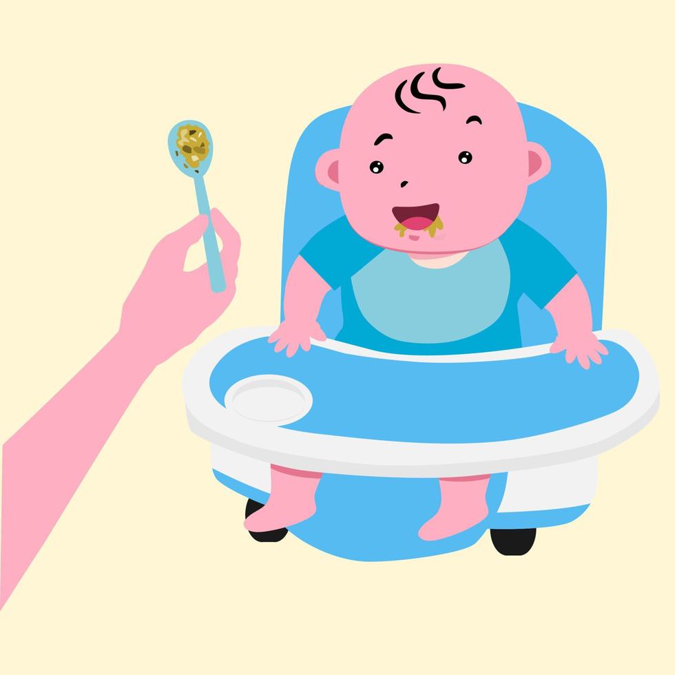 Baby Eating Breakfast vector