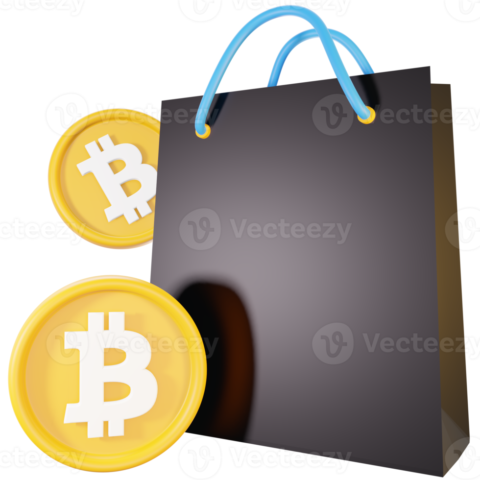 bitcoin shopping bag icon illustration png