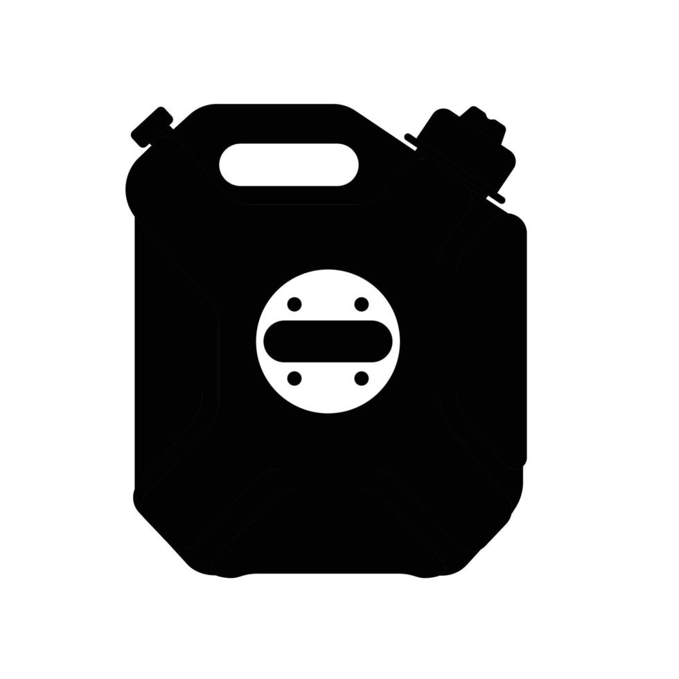 Fuel Jerrycan, Gasoline Canister Silhouette. Black and White Icon Design Element on Isolated White Background vector