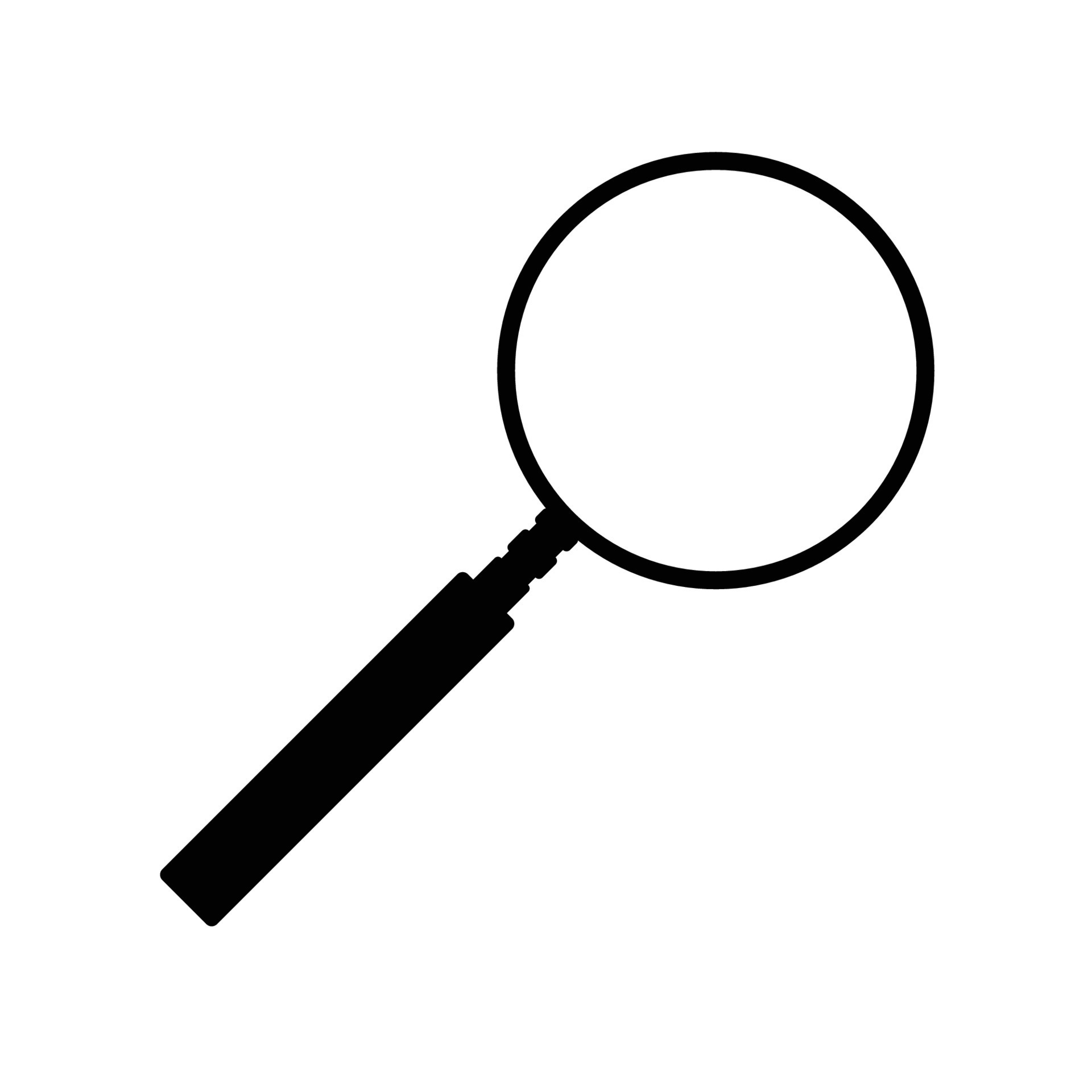 Magnifying Glass Silhouette. Black and White Icon Design Element on