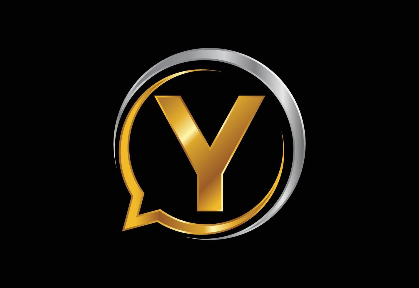 Initial Y monogram letter alphabet with a bubble chat icon. Talking chatting logo concept vector