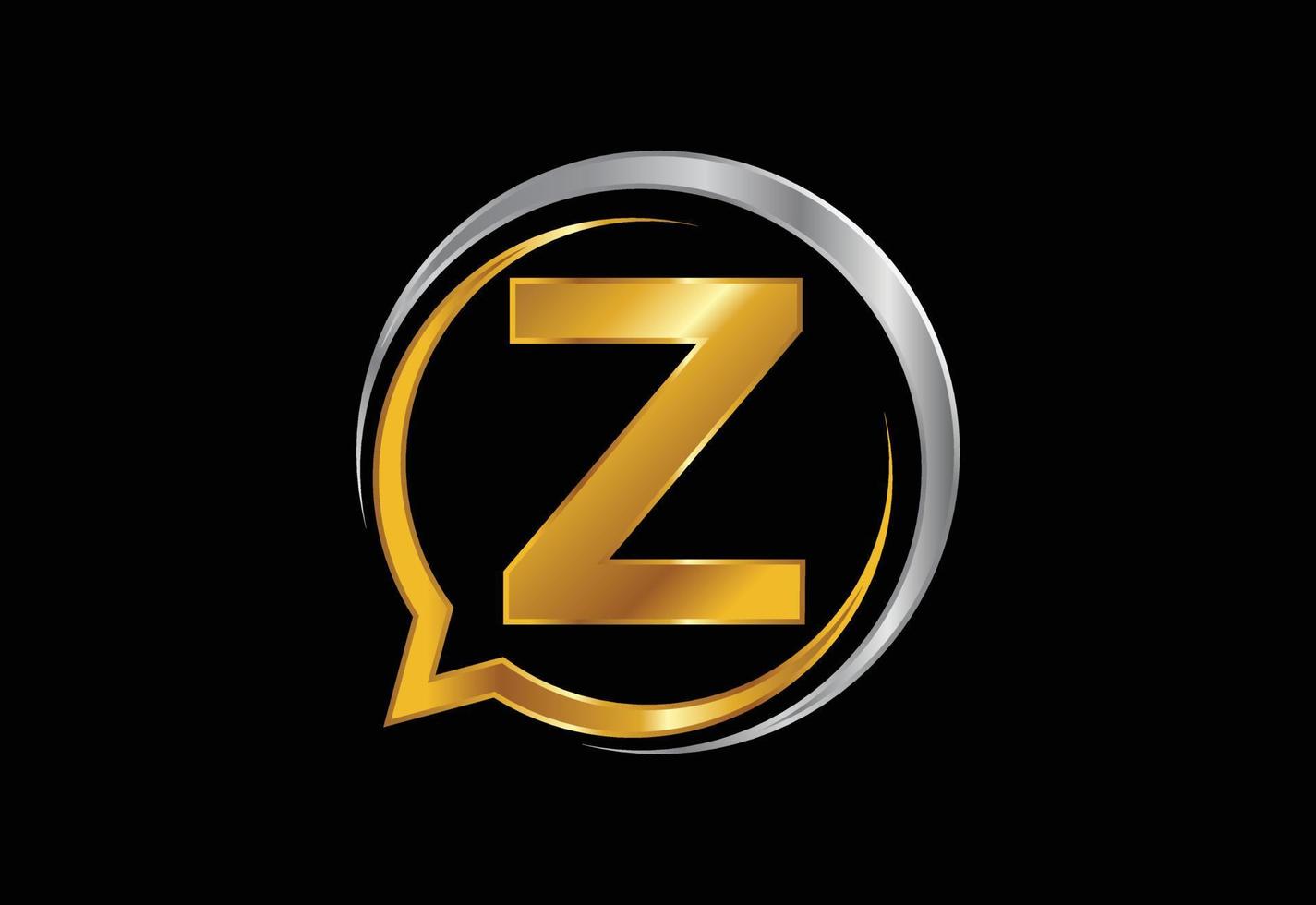 Initial Z monogram letter alphabet with a bubble chat icon. Talking chatting logo concept vector
