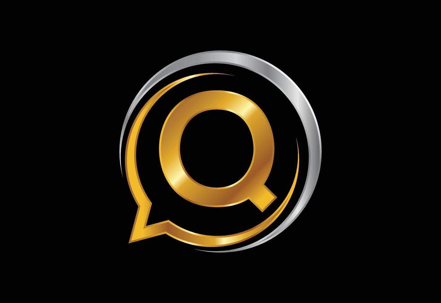 Initial Q monogram letter alphabet with a bubble chat icon. Talking chatting logo concept vector