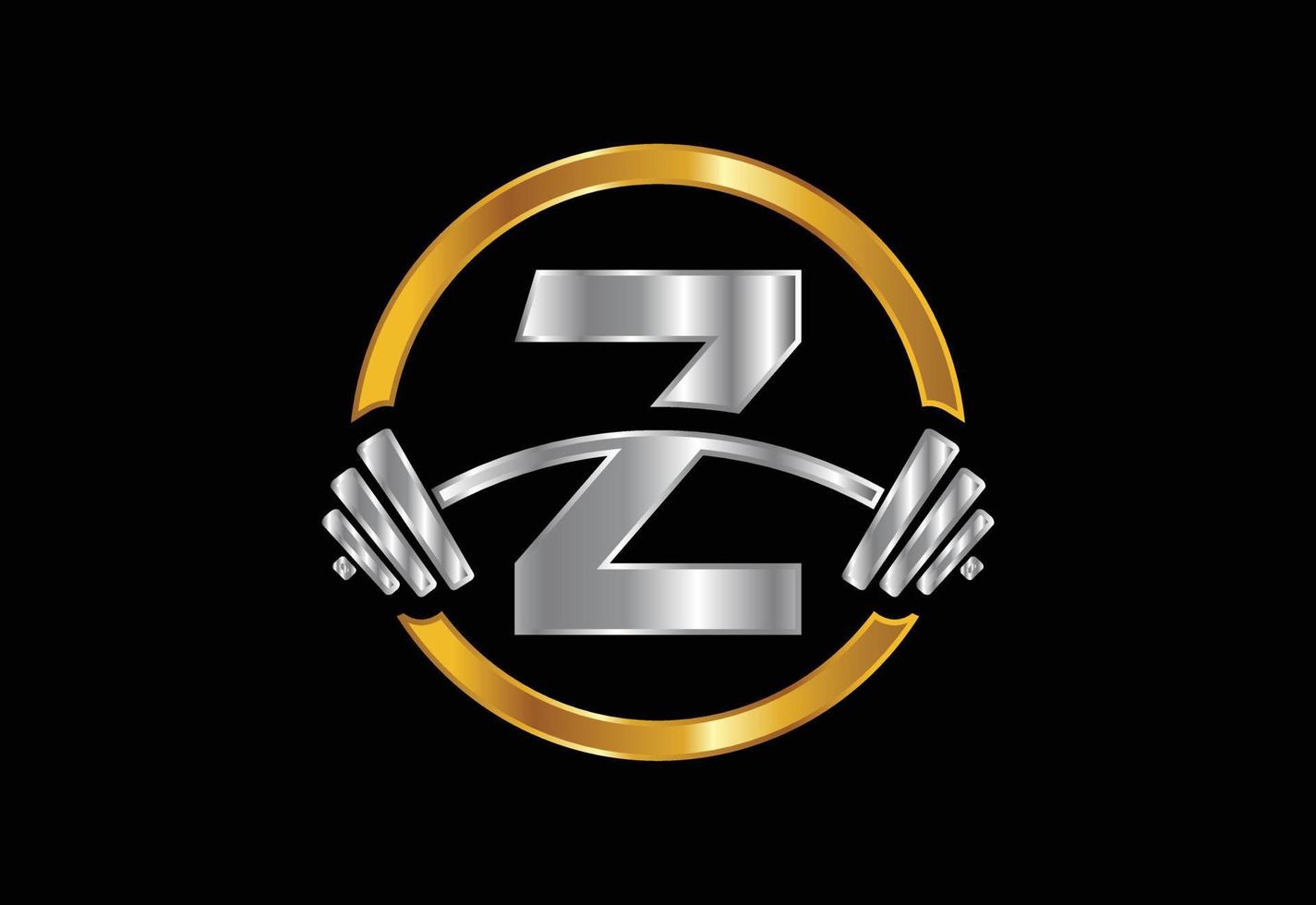 Initial Z monogram alphabet with a barbell. Lifting vector logo design. Vector logo for bodybuilding