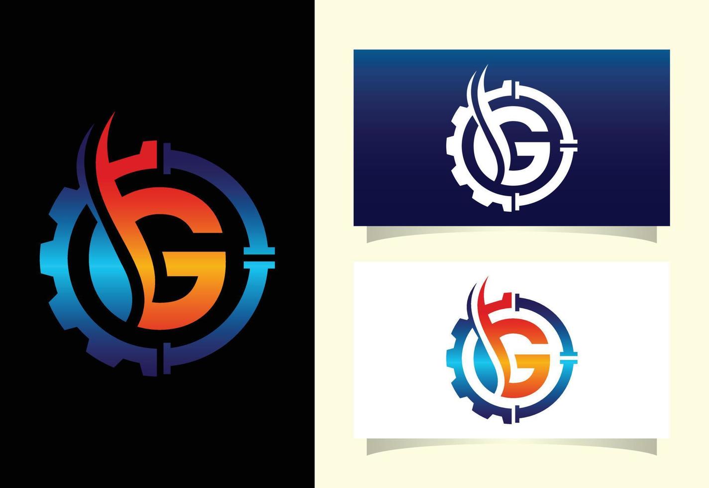Initial G monogram alphabet with gear pipe and flame. Oil and gas logo concept. Font emblem. Modern vector logo for petroleum business and company identity