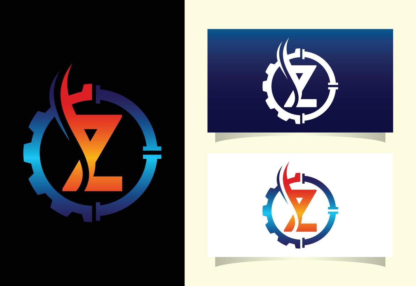 Initial Z monogram alphabet with gear pipe and flame. Oil and gas logo concept. Font emblem. Modern vector logo for petroleum business and company identity