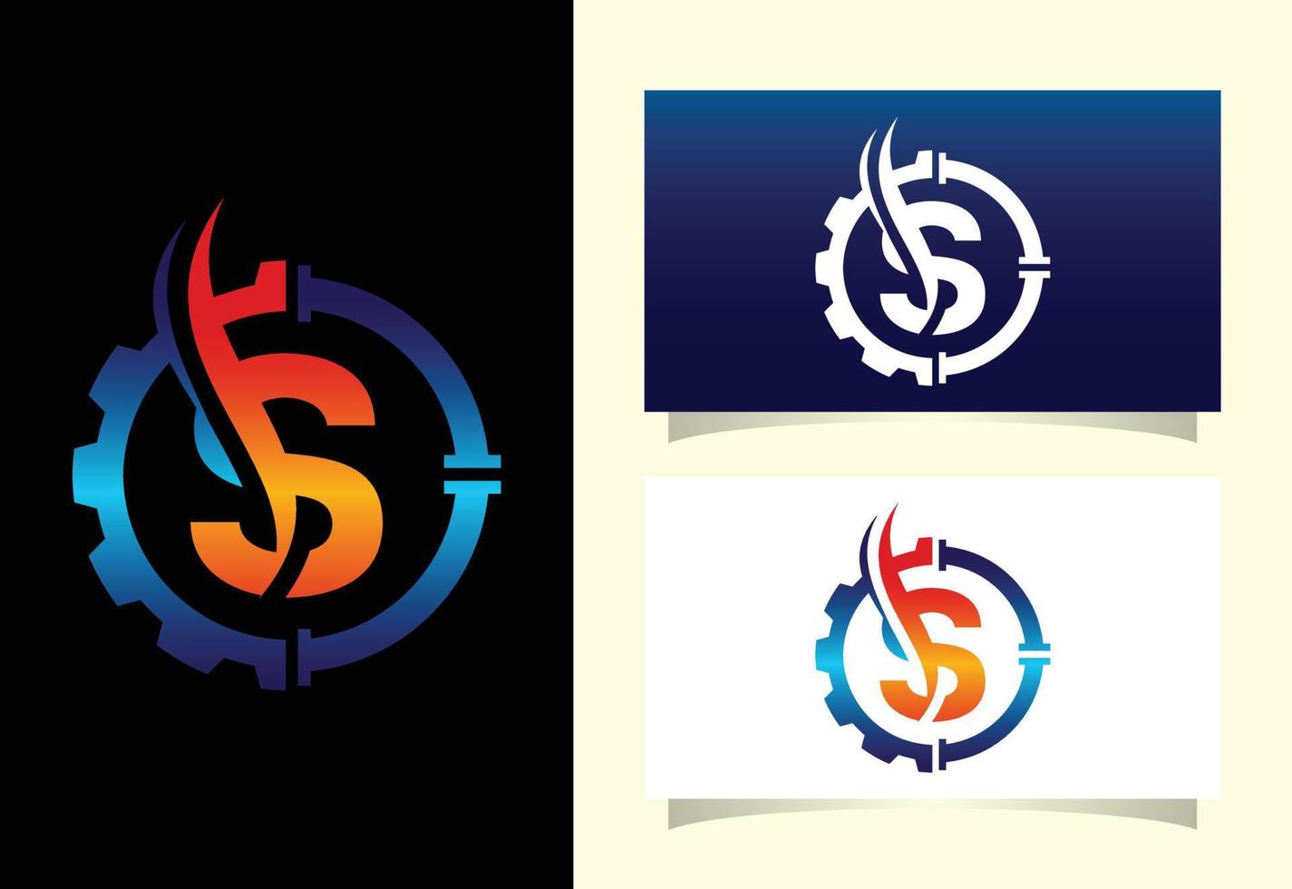 Initial S monogram alphabet with gear pipe and flame. Oil and gas logo concept. Font emblem. Modern vector logo for petroleum business and company identity