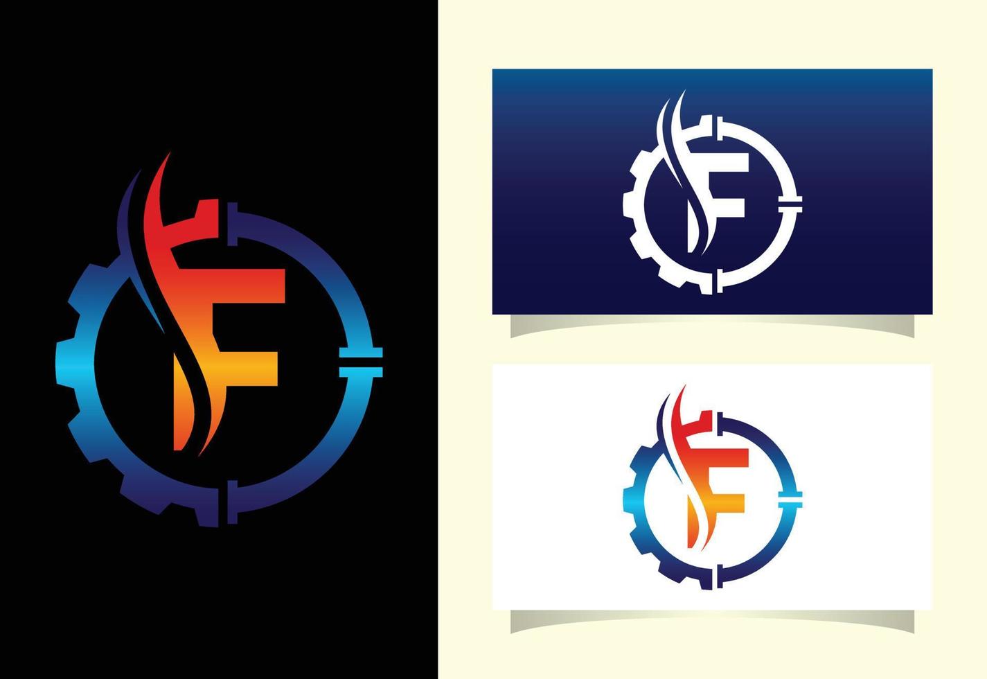 Initial F monogram alphabet with gear pipe and flame. Oil and gas logo concept. Font emblem. Modern vector logo for petroleum business and company identity