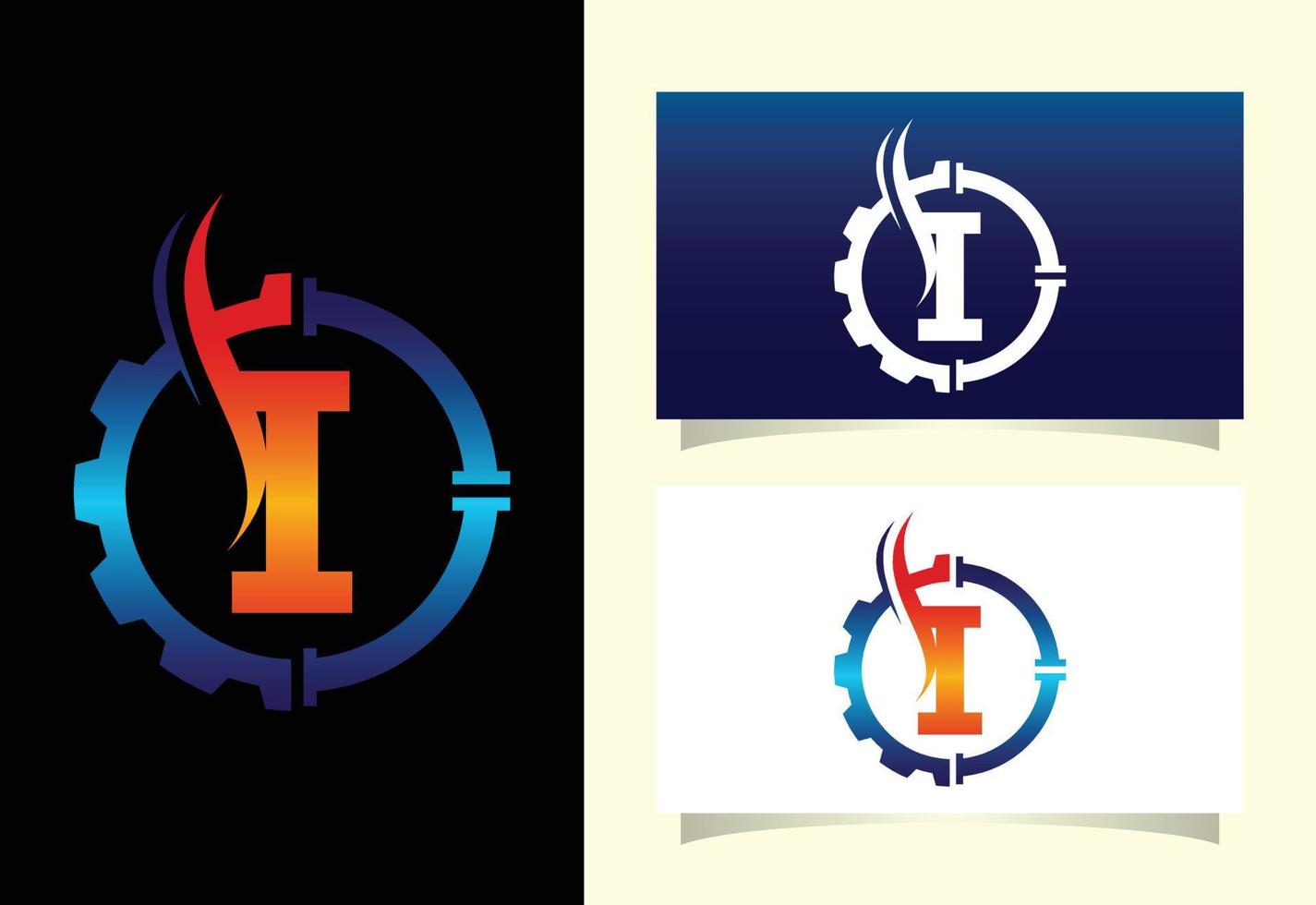 Initial I monogram alphabet with gear pipe and flame. Oil and gas logo concept. Font emblem. Modern vector logo for petroleum business and company identity