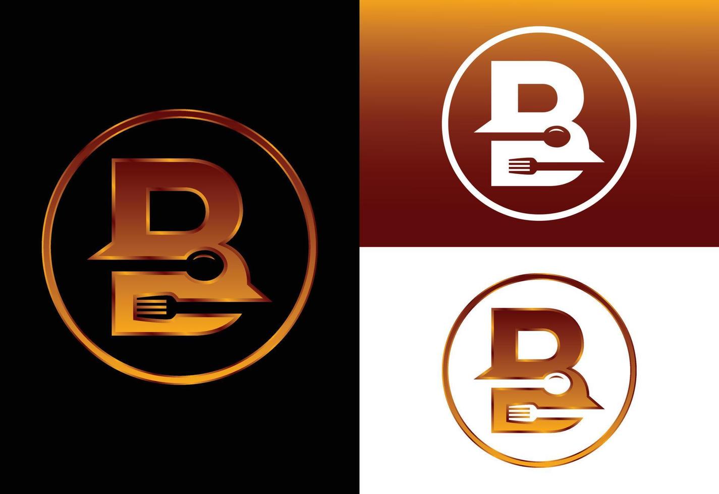 alfabeto inicial del monograma b con un tenedor y una cuchara. emblema de fuente logotipo vectorial moderno para café, restaurante, negocio de cocina e identidad de empresa vector
