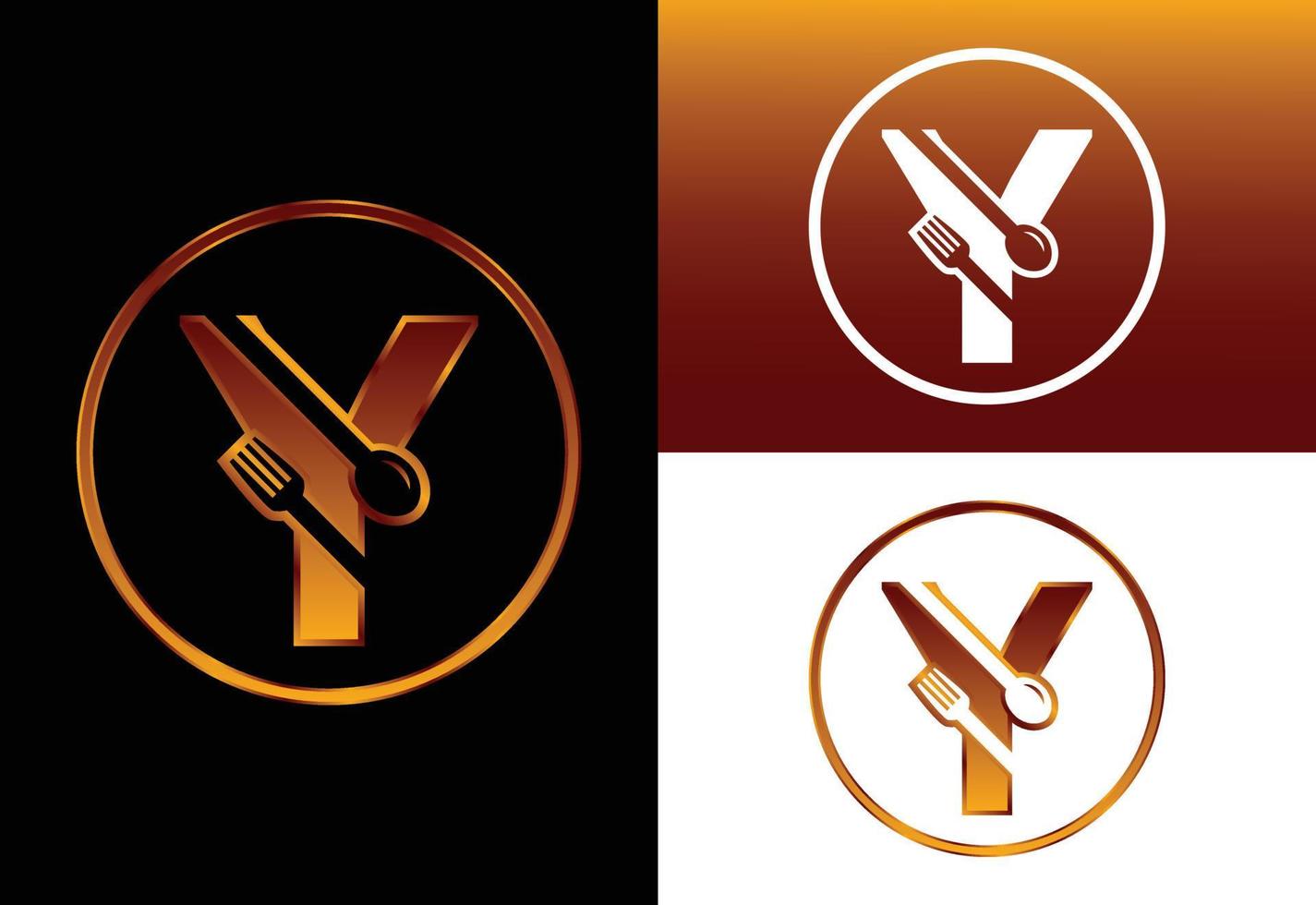 alfabeto inicial del monograma y con un tenedor y una cuchara. emblema de fuente logotipo vectorial moderno para café, restaurante, negocio de cocina e identidad de empresa vector