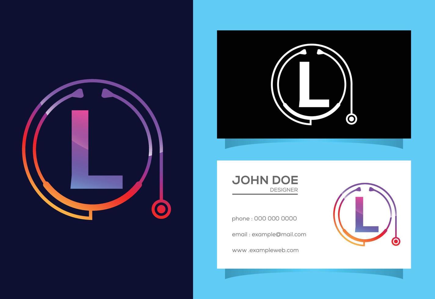 Initial L monogram alphabet with doctor stethoscope. Vector stethoscope logo or icon