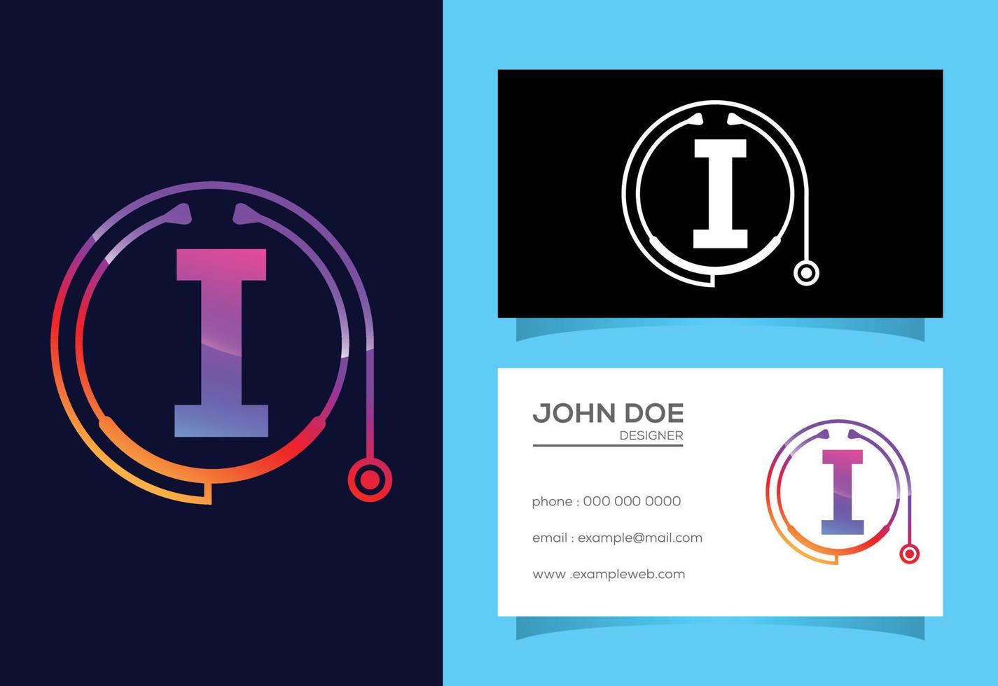 Initial I monogram alphabet with doctor stethoscope. Vector stethoscope logo or icon