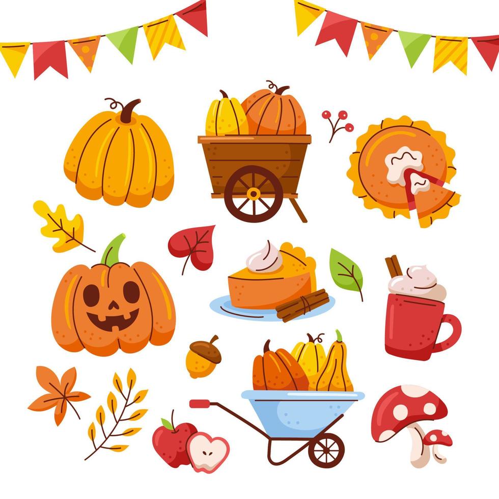 Pumpkin Hunt Element Set vector