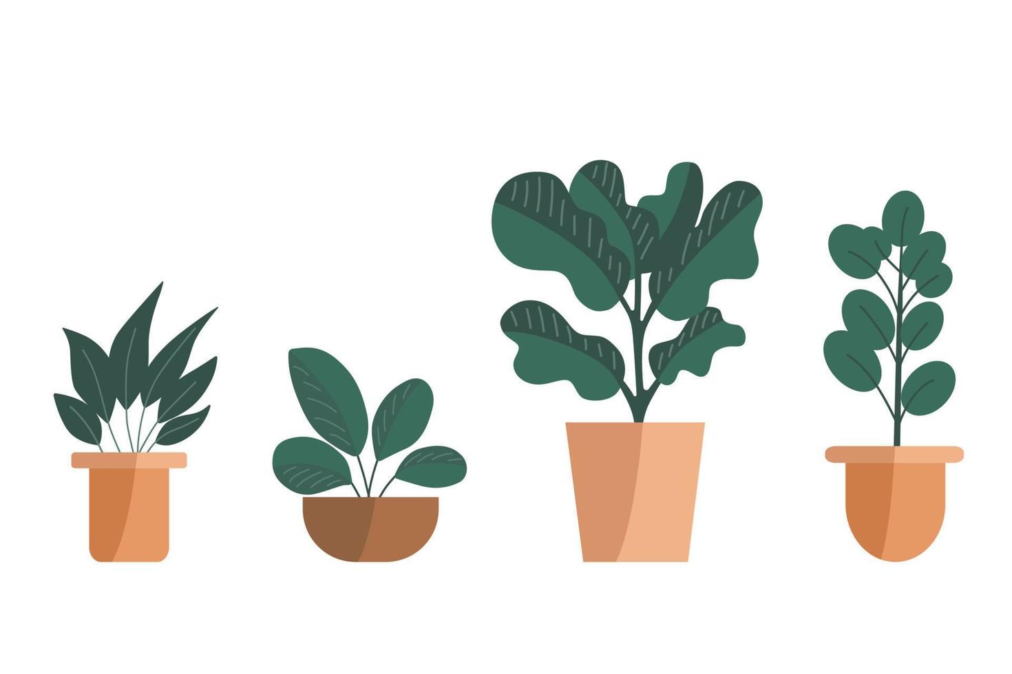 colección de plantas en macetas. plantas de interior en maceta. vector dibujado a mano. conjunto de ilustración de plantas.