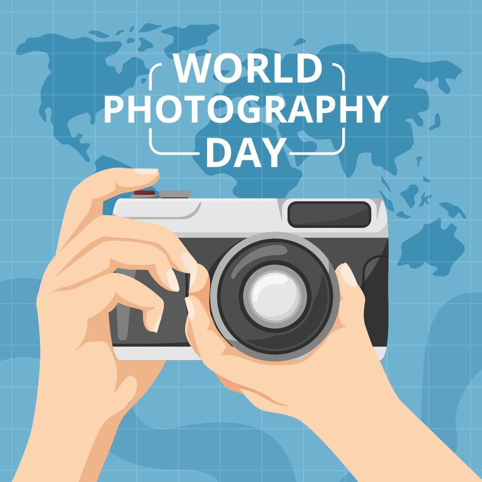 World Photography Day Concept vector