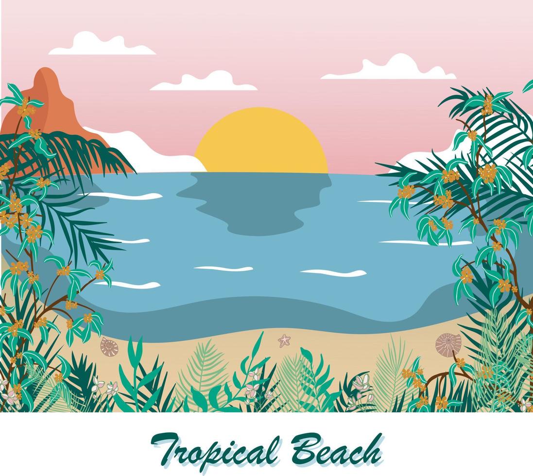 tropical beach vector exotic shore