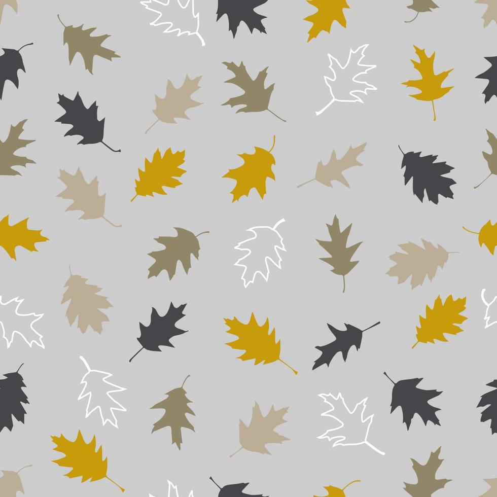 patrón transparente de vector con ilustración de hojas de otoño