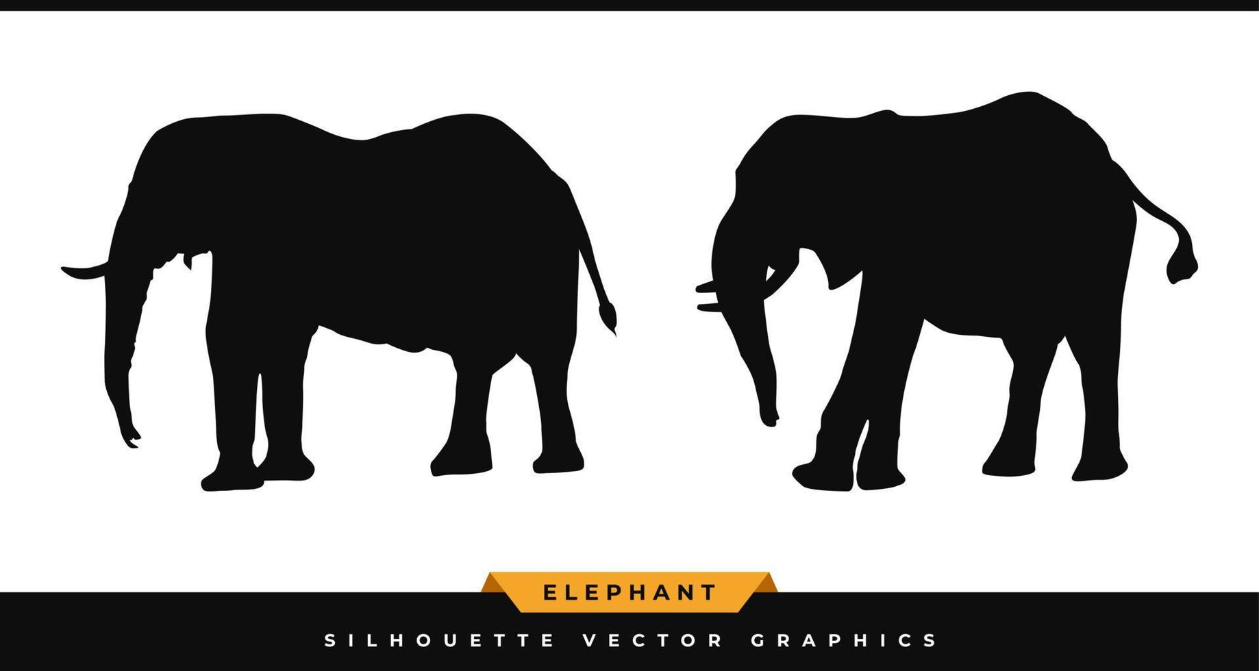 Elephant silhouette. Silhouette elephant, isolated on white background. Black elephant icon, large wildlife mammal illustration vector, laser cutting path. vector