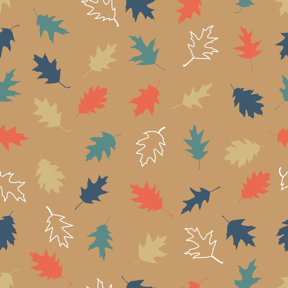 patrón transparente de vector con ilustración de hojas de otoño