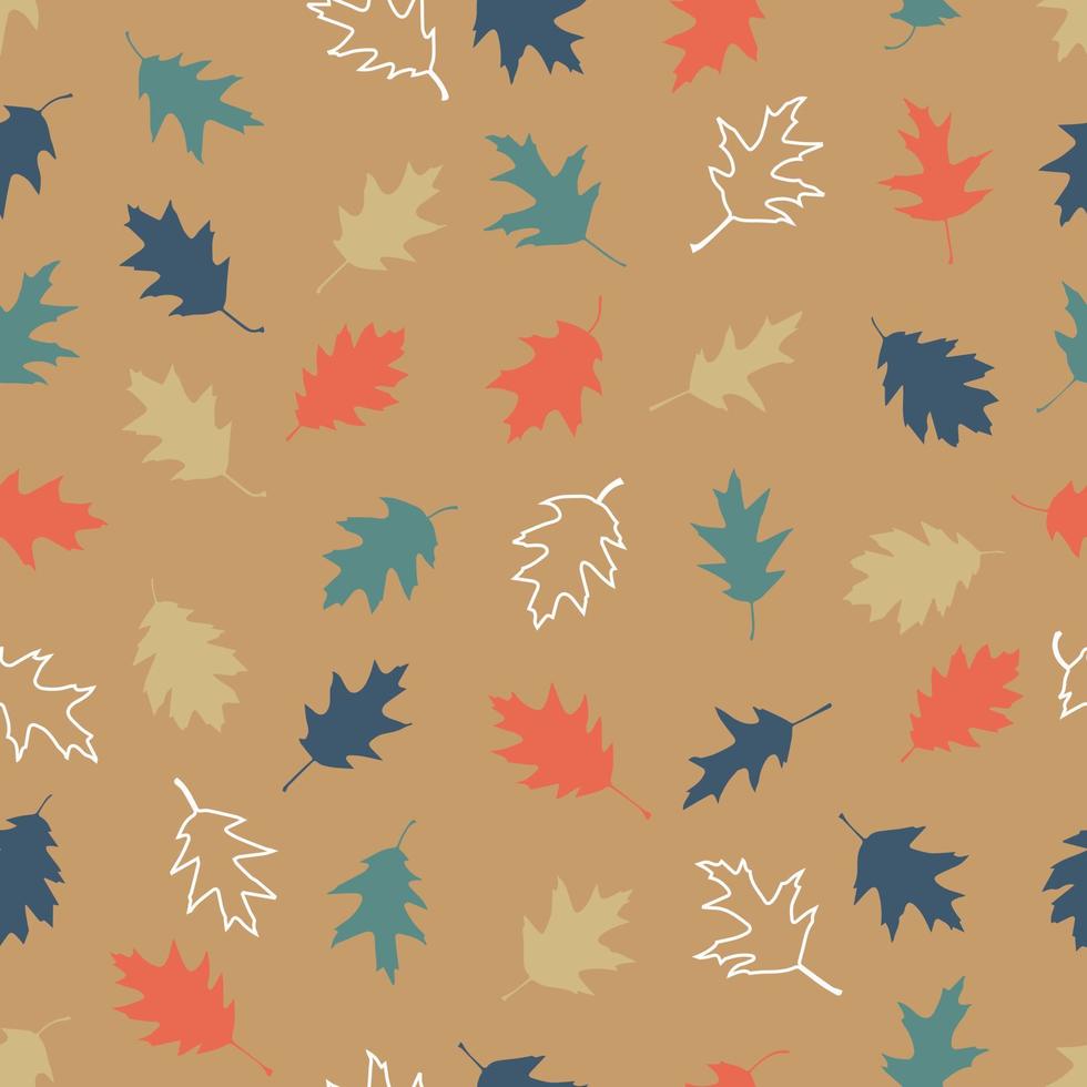 Vector seamless pattern with illustration of autumn leaves