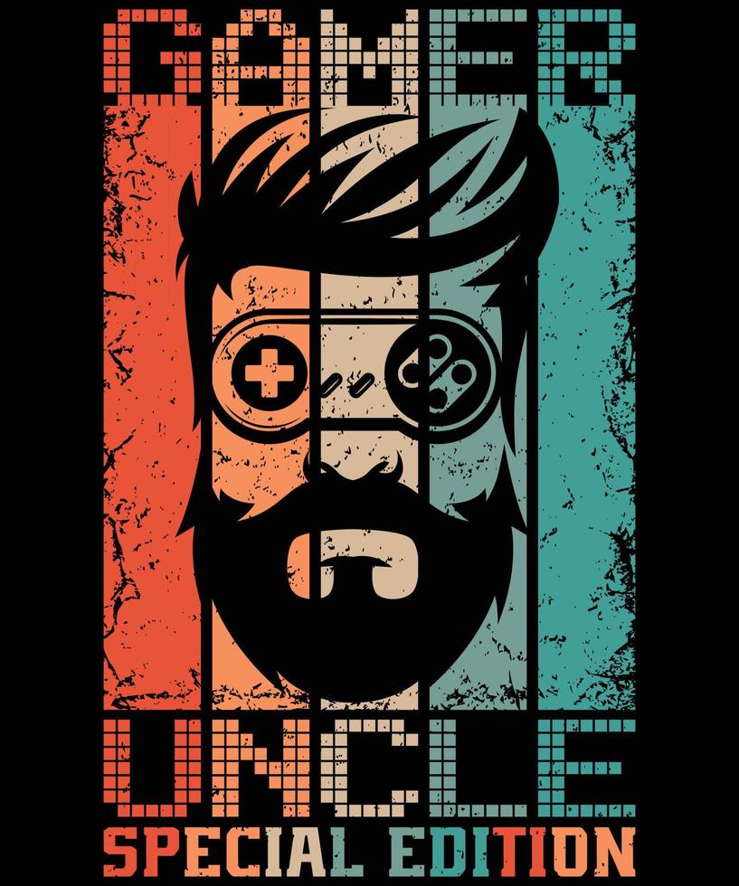 Gamer Uncle Gaming T-Shirt Design vector