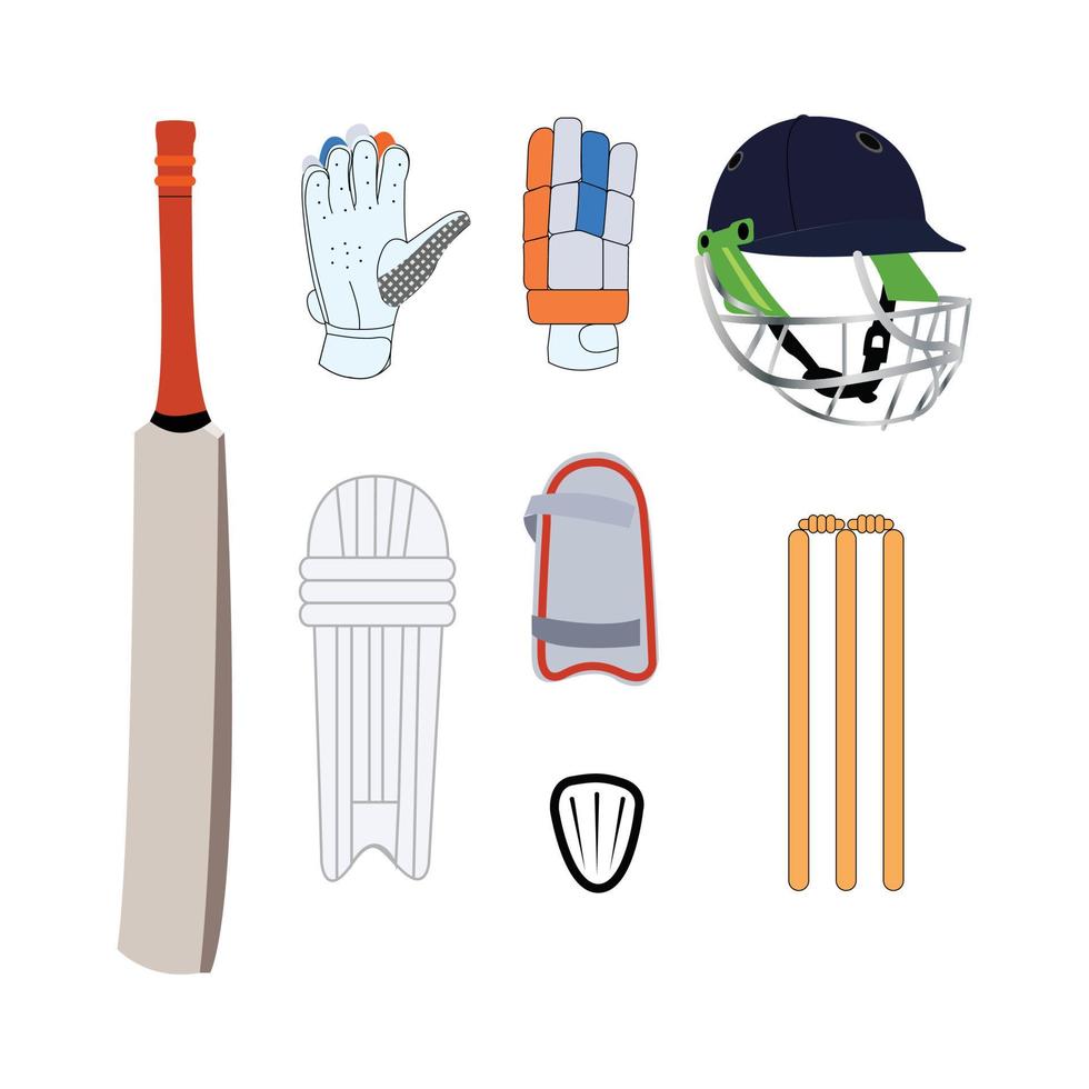 cricket gear isolated on white background vector