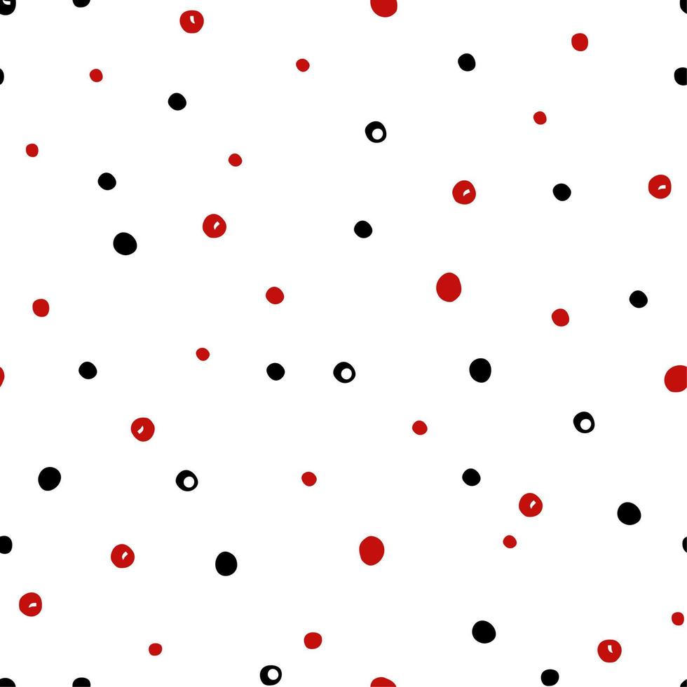 Red and black polka dots pattern for restaurant bar cafe menu Vector illustration doodles