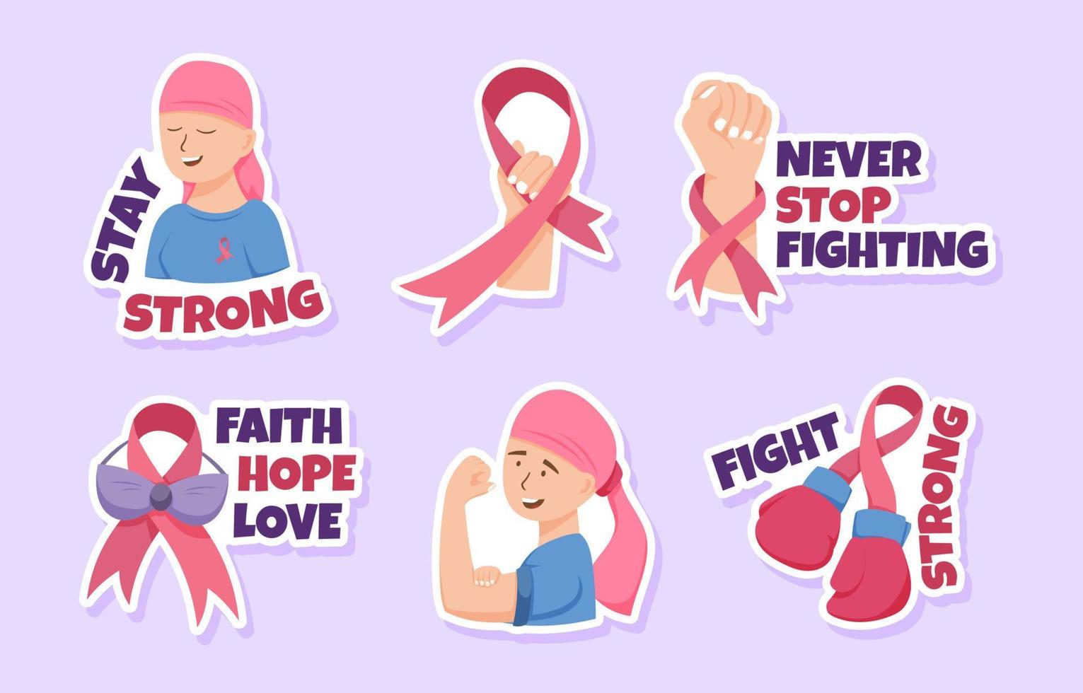 Cancer Survivor Day Stickers Set vector