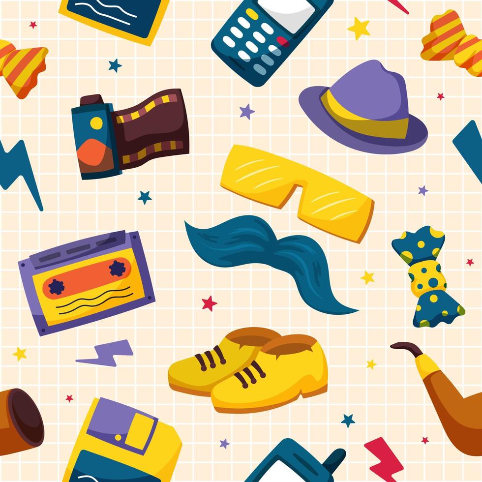Retro 90s Item Seamless Pattern vector