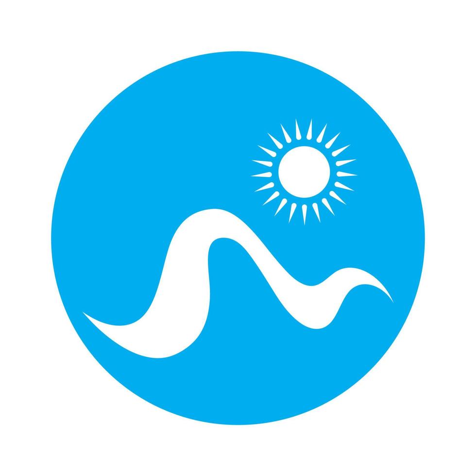 logotipo de olas de sol y mar, olas de playa, concepto moderno minimalista y simple con vector de ilustración de plantilla de diseño de colores planos