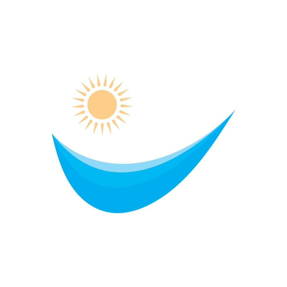logotipo de olas de sol y mar, olas de playa, concepto moderno minimalista y simple con vector de ilustración de plantilla de diseño de colores planos