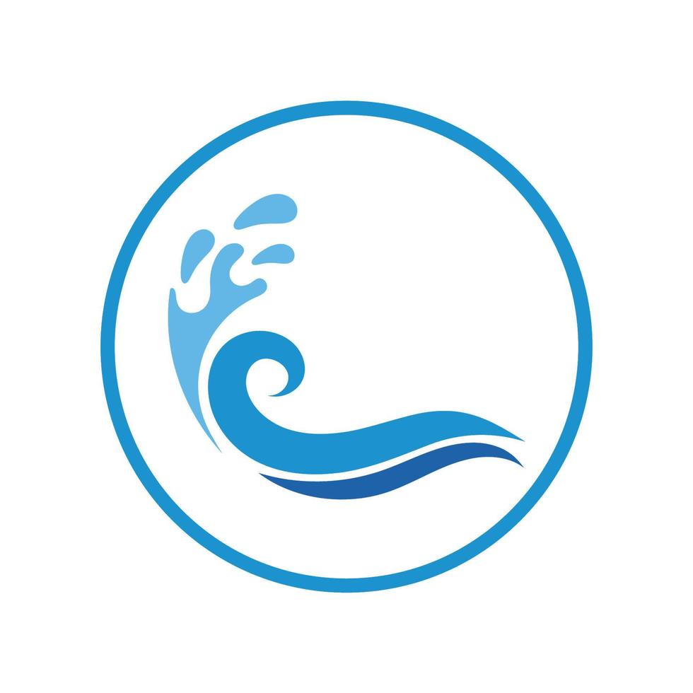 Ola de agua, plantilla de logotipo de diseño de ilustración de vector de playa de onda