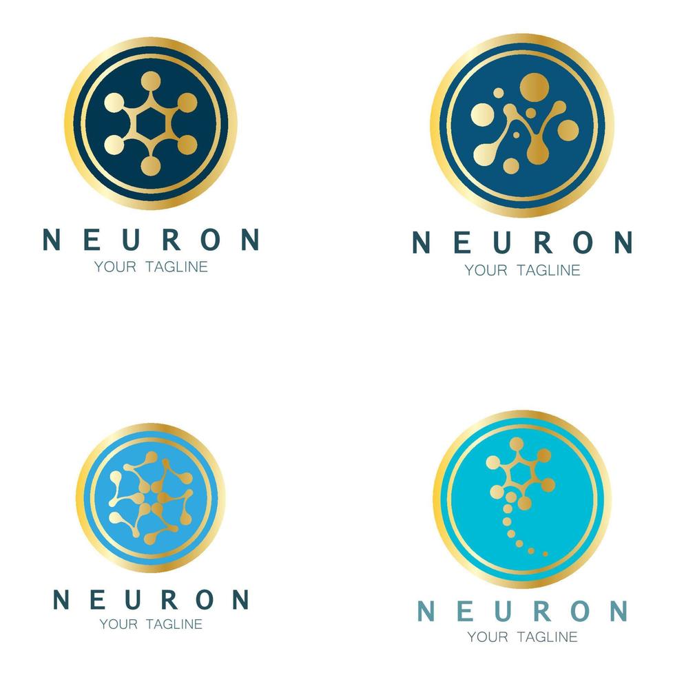 Neuron logo or nerve cell logo design,molecule logo illustration template icon with vector concept