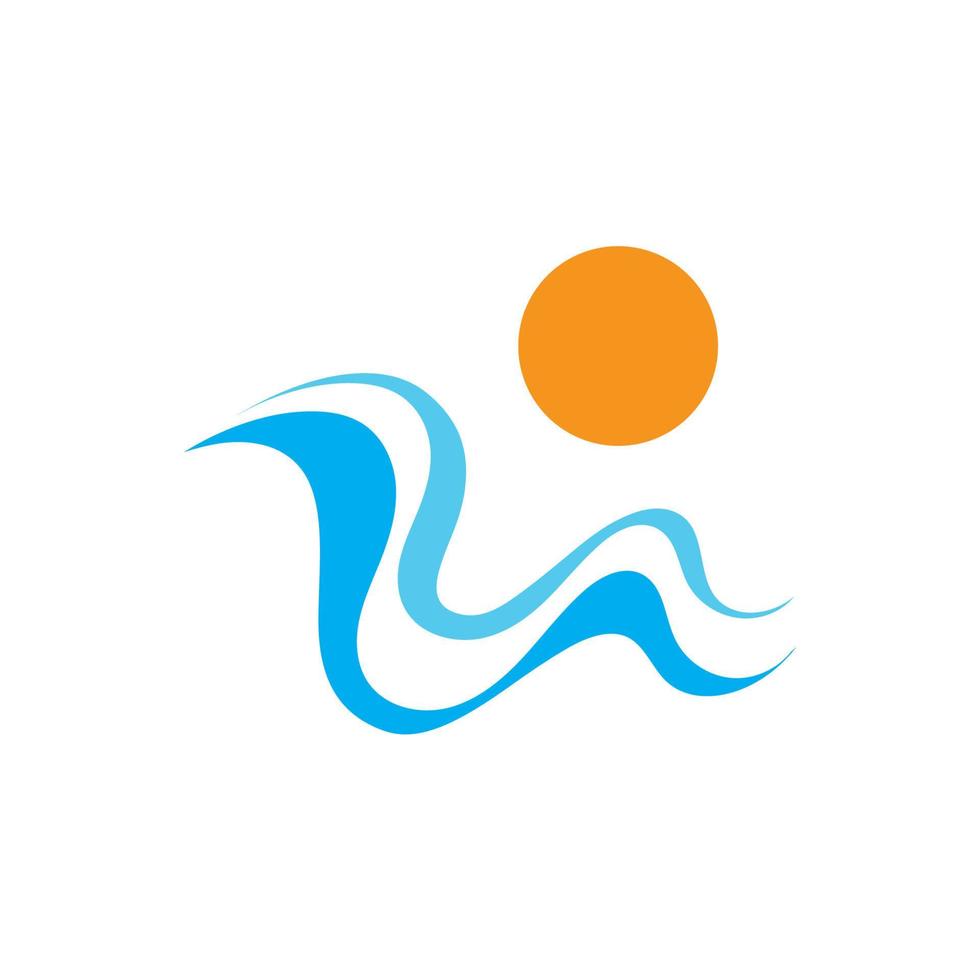 sun and sea waves logo, beach waves, minimalist and simple modern concept with flat colors design template illustration vector