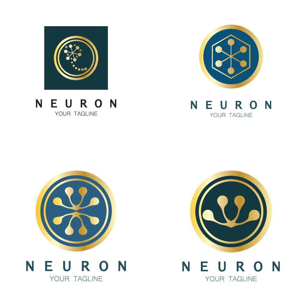 Neuron logo or nerve cell logo design,molecule logo illustration template icon with vector concept