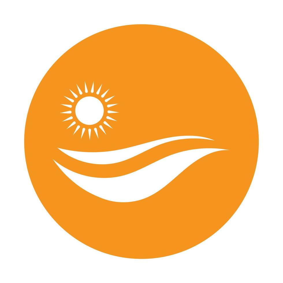 logotipo de olas de sol y mar, olas de playa, concepto moderno minimalista y simple con vector de ilustración de plantilla de diseño de colores planos