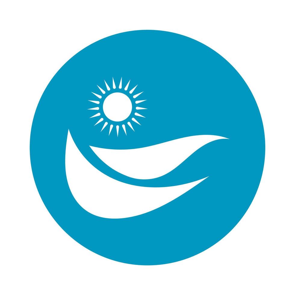 logotipo de olas de sol y mar, olas de playa, concepto moderno minimalista y simple con vector de ilustración de plantilla de diseño de colores planos