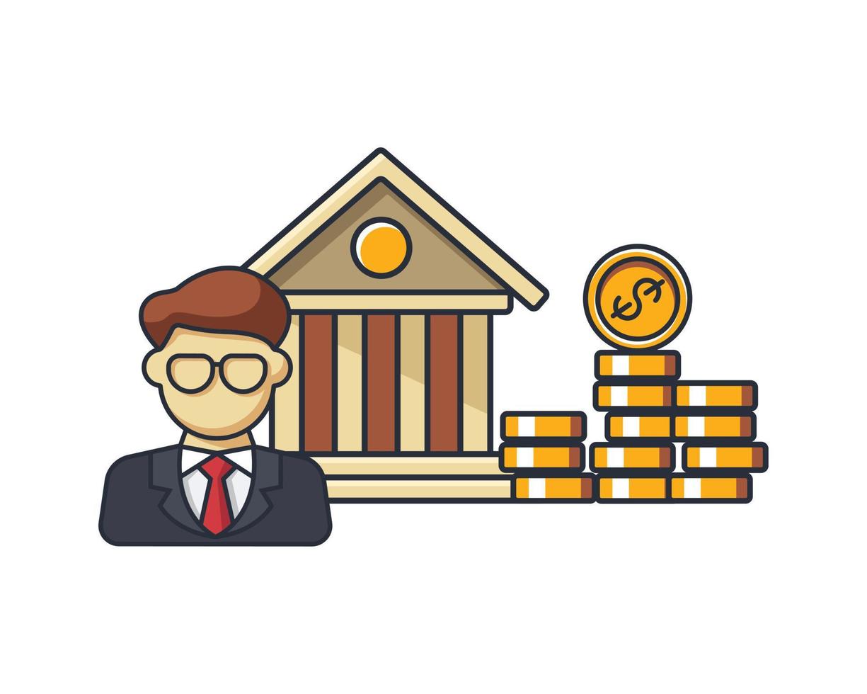 Collection colored thin icon of bank accountant, money coin , business  and finance concept vector illustration.