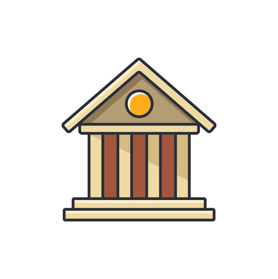 Colored thin icon of bank, business  and finance concept vector illustration.