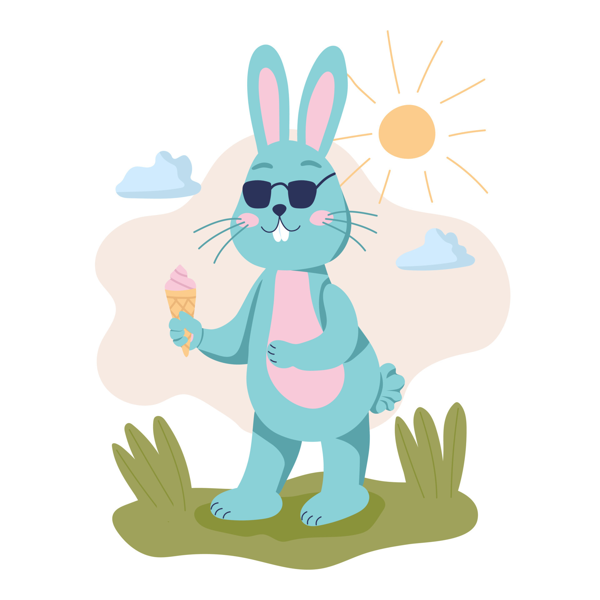 The rabbit character in sunglasses holds an ice cream in his hands. Summer mood, June. Flat vector illustration 8483264 Vector Art at Vecteezy The rabbit character in sunglasses holds an ice cream in his hands. Summer mood, June. Flat vector illustration 8483264 Vector Art at Vecteezy