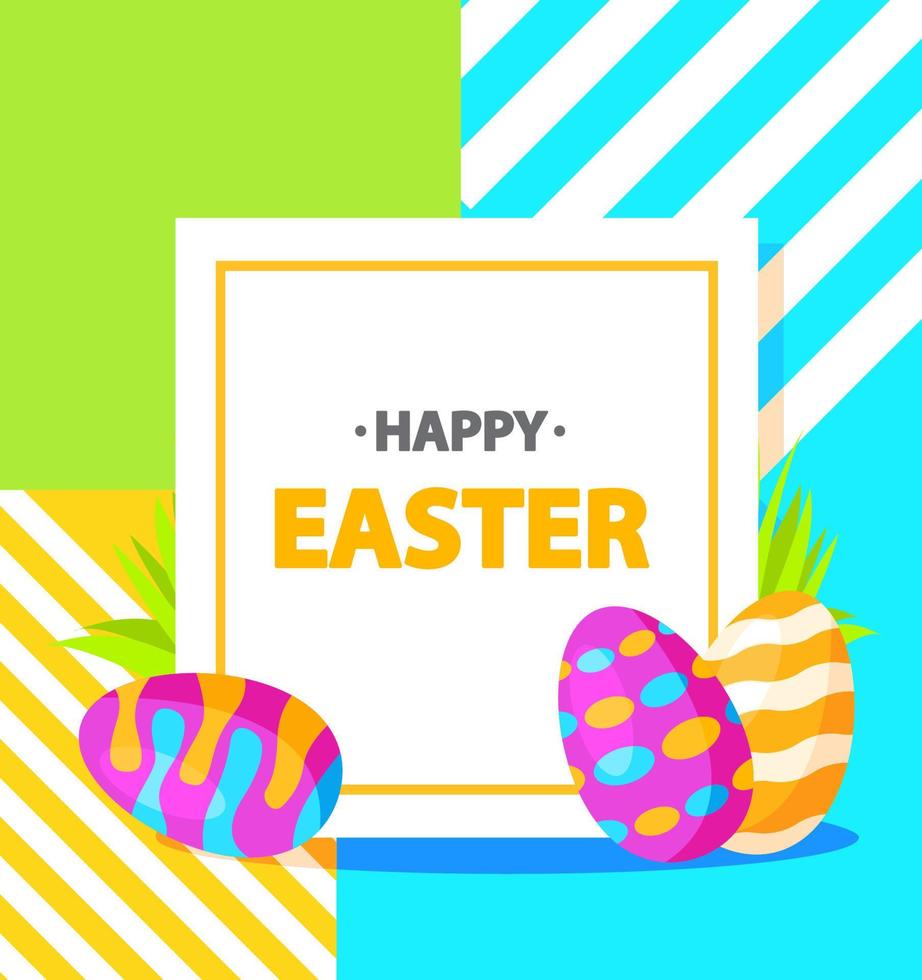 Festive banner. Happy Easter eggs on a grass the painted lie ornament. Flat illustration vector.Website banner concept.Spring holiday. vector