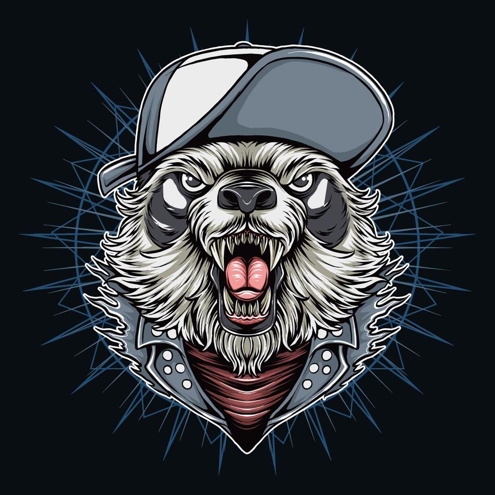 Panda Punker Band Wearing Trucker Hat vector