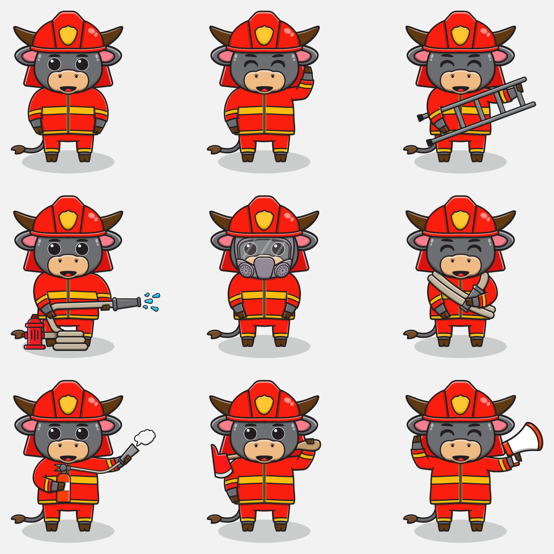 Vector Illustration of Buffalo cartoon with Firefighter costume. Set of  cute Buffalo characters. Collection of funny Buffalo isolated on a white  background. 8483388 Vector Art at Vecteezy