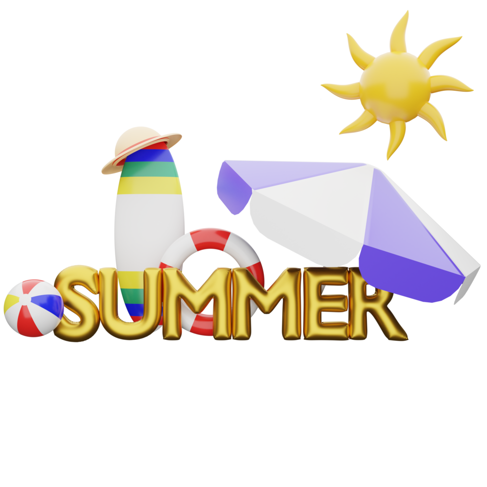 3d rendering summer concept isolated png