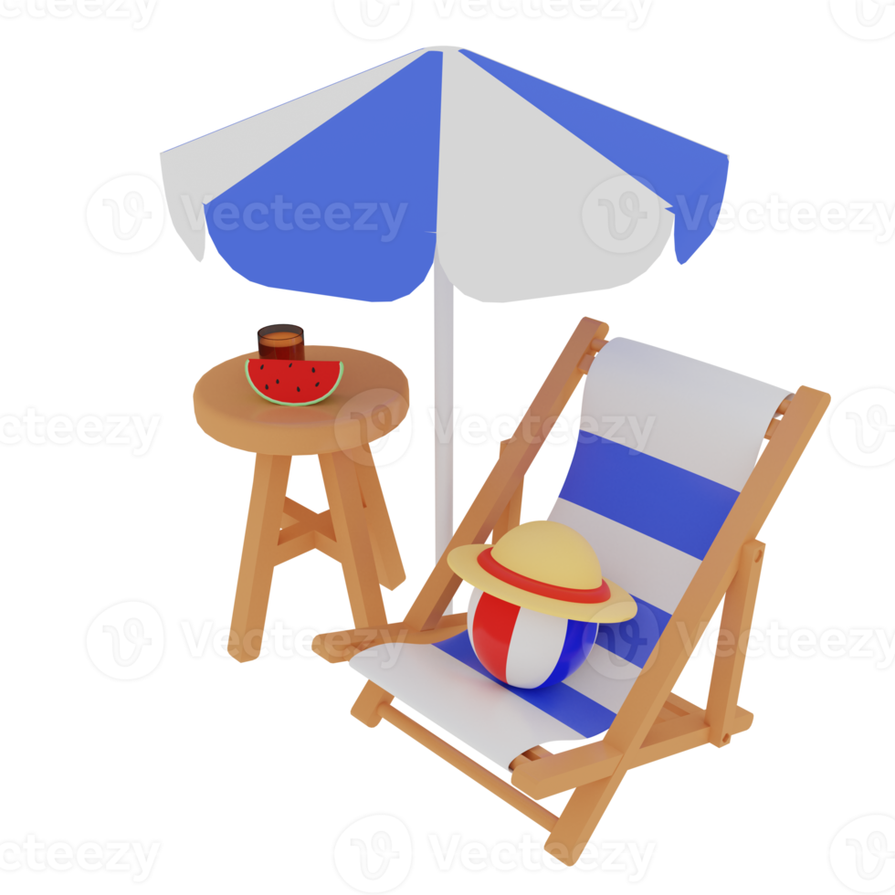3d rendering summer concept isolated png