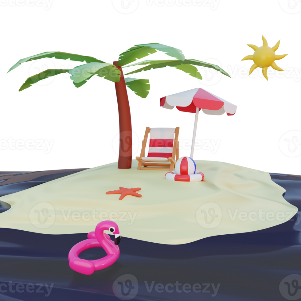 3d rendering summer concept isolated png