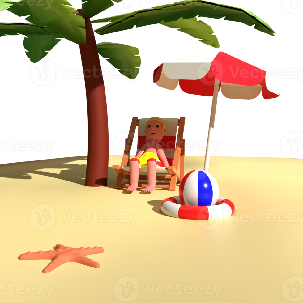 3d character people summer vacation png